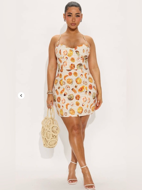 Fashion Nova Dresses & Skirts - Fashion Nova White Bread Print Spaghetti Strap Mini Dress